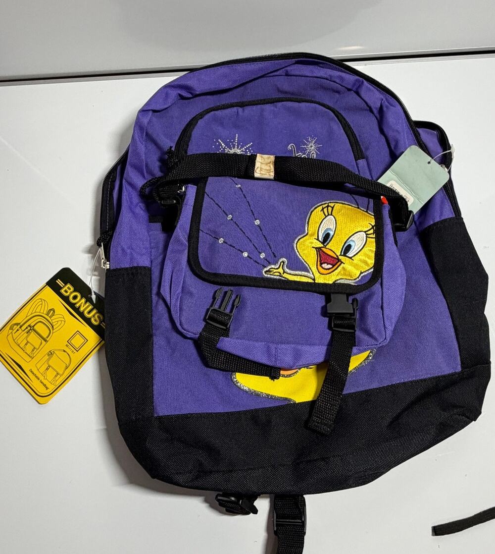 New NOS vintage NWT purple looney tune Tweety bird backpack WB Warner Brother